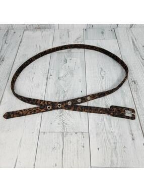 Leopard Print Belt Faux Fur Leather Size S Small Women's Ladies Animal Print 45"